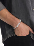 Silver Contoured Barrel Bracelet  Men
