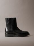Black Leather Zip Ankle Boots  Men