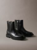 Black Leather Zip Ankle Boots  Men