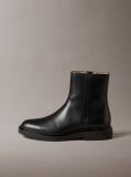 Black Leather Zip Ankle Boots  Men
