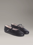 Black Leather Mary Jane Ballerinas  Women