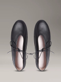 Black Leather Mary Jane Ballerinas  Women