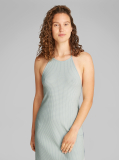 Green Waffle Texture Halterneck Dress  Women