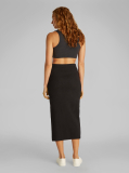 Black Woven Label Rib Skirt  Women