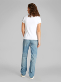 White Slim Logo Collar T-shirt  Women