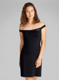 Black Logo Elastic Milano Bardot Dress  Women
