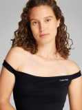 Black Logo Elastic Milano Bardot Dress  Women