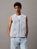 Denim Denim Zip Up Vest  Men