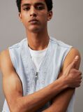 Denim Denim Zip Up Vest  Men