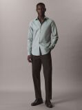 Green Slim Comfort Cotton Melange Shirt  Men