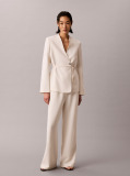 White Textured Shine Trousers  Women