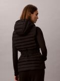Black Ultra-Lightweight Belted Puffer Vest  Women