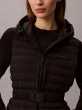 Black Ultra-Lightweight Belted Puffer Vest  Women