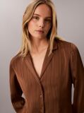 Brown Slim Fit Textured Stripe Blouse  Women