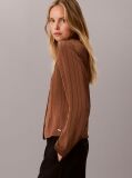 Brown Slim Fit Textured Stripe Blouse  Women