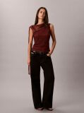 Red Chiffon Print Scarf Sleeveless Top  Women