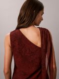 Red Chiffon Print Scarf Sleeveless Top  Women