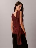 Red Chiffon Print Scarf Sleeveless Top  Women