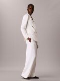 White Crepe Pleated Wide Leg Trousers  Women