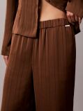 Brown Textured Stripe Wide Leg Pull-On Trousers  Women