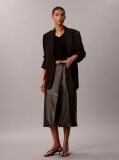 Black Faux Leather Midi Wrap Skirt  Women