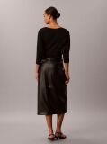 Black Faux Leather Midi Wrap Skirt  Women