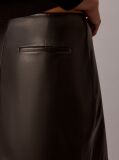 Black Faux Leather Midi Wrap Skirt  Women