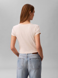 Λευκό T-Shirt Σε Slim Γραμμή Και Βαμβακερό Ριμπ  Γυναίκα
