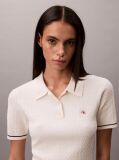 White Cable Knit Tipped Mini Polo Dress  Women
