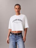 White Cropped Varsity Logo T-shirt  Women