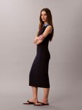 Blue Cotton Knit Sleeveless Polo Dress  Women