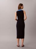 Blue Cotton Knit Sleeveless Polo Dress  Women