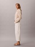 White Cropped Cotton Twill Barrel Trousers  Women