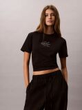 Μαύρο T-Shirt Monologo Με Στρογγυλή Λαιμόκοψη  Γυναίκα