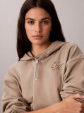 Καφέ Hoodie Με Φερμουάρ 1/4 Και Glitter Λογότυπο  Γυναίκα