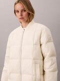 Beige Quilted Down Puffer Coat with Scarf  Women