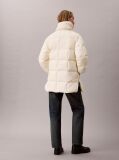 Beige Quilted Down Puffer Coat with Scarf  Women