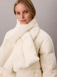 Beige Quilted Down Puffer Coat with Scarf  Women