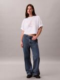 White Bold Logo Boxy Cropped T-Shirt  Women