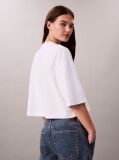 White Bold Logo Boxy Cropped T-Shirt  Women
