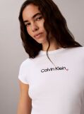 Λευκό Στενό T-shirt Με Λογότυπο Καρδιά  Γυναίκα