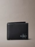 Black Monologo Bifold Wallet with Coin Pouch  Men