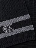 Black Textured Knit Monogram Patch Tipped Scarf  Men