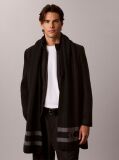 Black Textured Knit Monogram Patch Tipped Scarf  Men