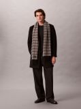 Black Checked Wool Leather Badge Scarf  Men