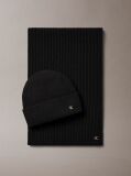 Black Wool Blend Scarf and Beanie Gift Set  Women