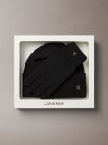 Black Wool Blend Beanie and Gloves Gift Set  Women