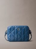 Blue Quilted Emblem Logo Double Zip Camera Bag  Women