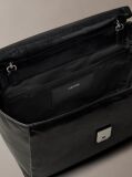 Black Padded Emblem Hardware Laptop Satchel  Women