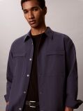 Μπλε Μακρυμάνικο Overshirt Με Άνετη Γραμμή Από Tech Dobby Πλεκτό  Άνδρας